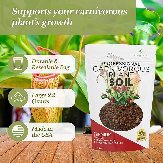 Professional Carnivorous Plant Soil | Large 2.2 Quarts Ready to Use for Venus Flytraps, Sundews, Pitcher Plants, Butterworts | Peat Moss, Coco Coir, Perlite, Dolomite | Made in USA - Bloomnest