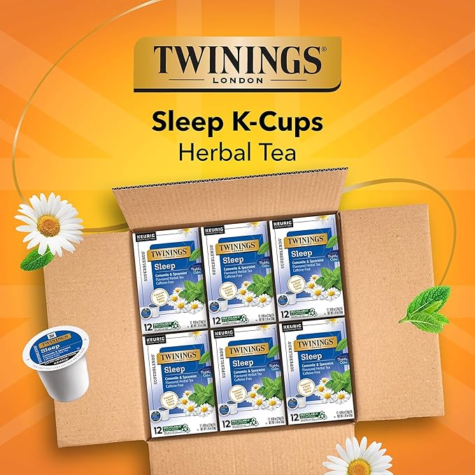 Twinings Sleep Herbal Tea 72 K-Cup Pods for Keurig, 12 Count (Pack of 6), Formerly Nightly Calm, Camomile, Spearmint, & Lemongrass, Naturally Caffeine-Free, Enjoy Hot or Iced - Bloomnest