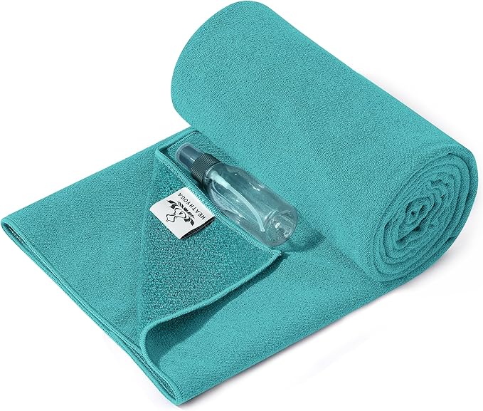 Heathyoga Yoga Mat Towel Non Slip for Hot Yoga Towel with Silicone Grip & Free Spray Bottle, 72"X26" Extra Large Microfiber Yoga Towel for Bikram, Pilates, Fitness