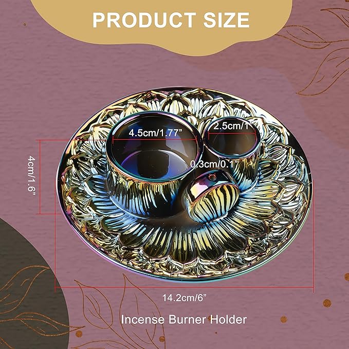 4 in 1 Incense Holder, Ceramic Incense Stick and Palo Santo Holder,Sage Holder for Burning- 5.5" Ceramic Ash Catcher Tray for Meditation and Yoga Room (Colourful) - Bloomnest