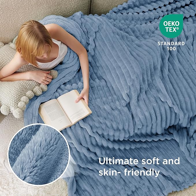 Bedsure GentleSoft King Blanket for Couch - Cozy Soft Blankets for Women, Cute Large Throws for Girls, Ashley Blue, 108x90 Inches - Bloomnest