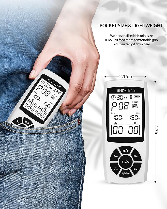 EMS Muscle Stimulator for Pain Relief Therapy, Electronic EMS TENS Unit Machine for Shoulder Pain Relief, Tens Massager for Neck Pain Relief, Sciatica Pain Relief BHKTENS