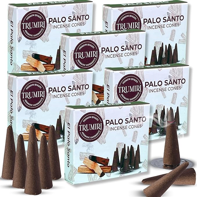 Palo Santo Incense Cones - Total 60 Cone Incense - Six Packs of 10 Insence Cones - Incense Cones Scented - Cone Incense Scents - Insense Cones - Inscent Cones TRUMIRI