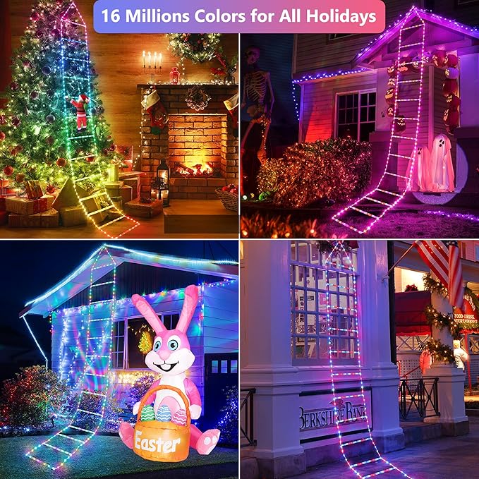 Toodour Christmas Decorations Lights, 10ft Smart RGB Christmas Decorative Lights with Santa Claus, Bluetooth & App Controlled Ladder Light - Music Sync Color Changing Xmas Light for Indoor Outdoor - Bloomnest