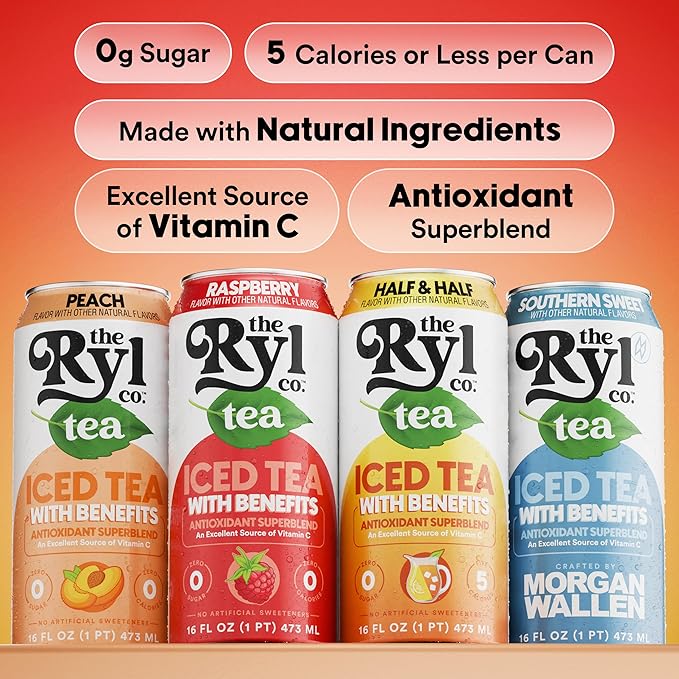 Ryl Iced Tea MVP Variety Pack – Antioxidant Superblend, No Artificial Ingredients, Zero Sugar, Zero Calorie, Low Carb, Non-GMO, Kosher, Gluten Free, Made in the USA, 12-Pack, 16 Fl Oz - Bloomnest