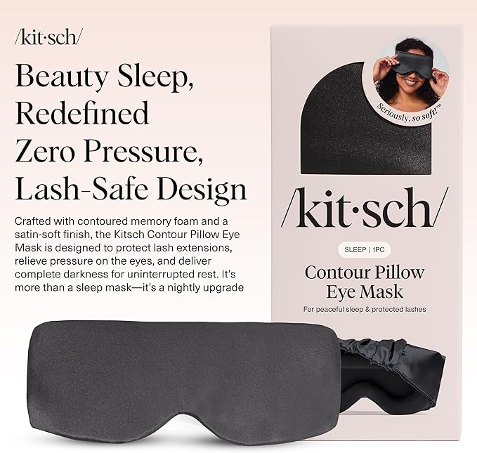 Kitsch Contour Pillow Eye Mask – Softer Than Silk Eye Mask for Sleeping, Blindfold Sleep Masks for Women & Men, No Eye Pressure, Lightweight, Eye Care, Travel Essentials - Charcoal - Bloomnest