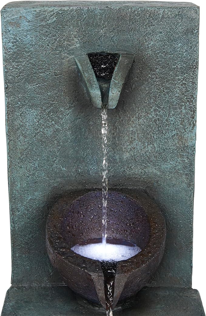 Alpine Corporation TZL388 32" 3 Tier Jar Fountain with LED Lights, Elegant Outdoor Water Feature for Garden, Patio, Backyard, Home Décor, Ceramic Water Fountain & Landscape Decorations, Gray - Bloomnest