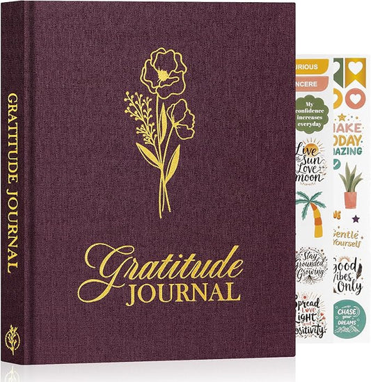 Lanpn Daily Gratitude Journal for Woman Men, The 5 Minute Gratitude Diary with Prompts, Linen Affirmation Mindfulness Positivity Planner, 156 Page Better Every Day Reflection Guided Notebook, Purple - Bloomnest