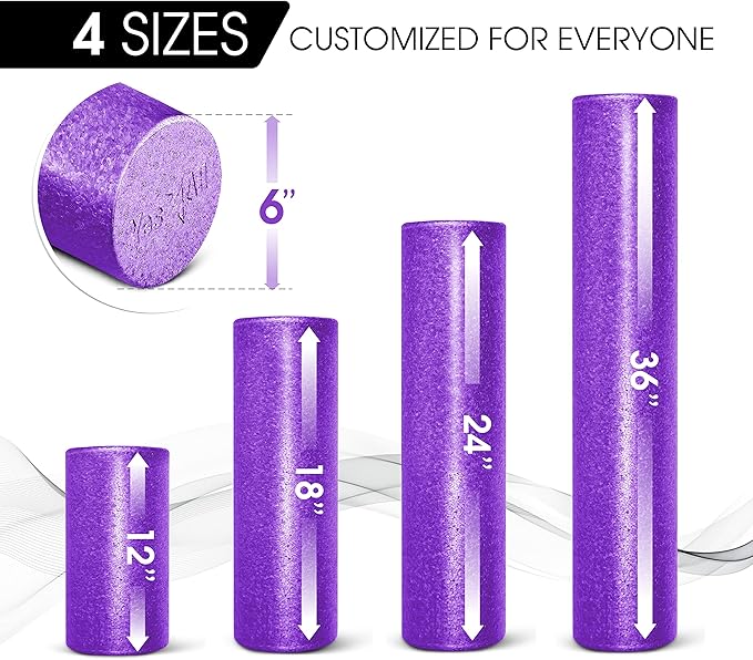 Yes4All High-Density EPP Round Back Roller Foam, Exercise Foam Roller for Yoga, Pilates & Stretching - 12, 18, 24, 36 inch - Bloomnest
