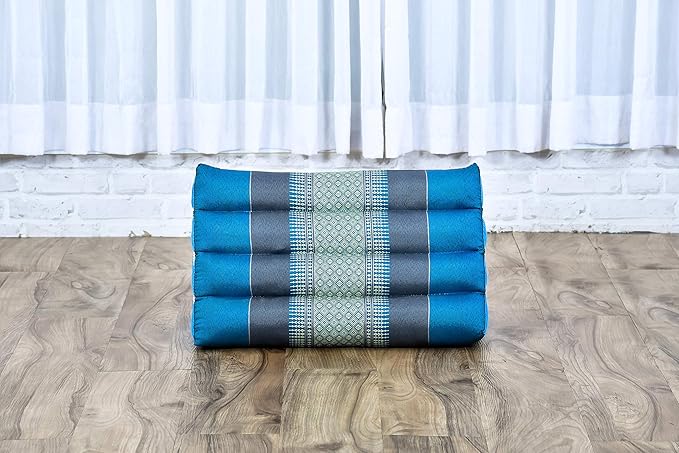 Leewadee Thai Triangle Cushion – Comfortable Backrest for TV or Reading, Wedge Pillow - Eco-Friendly Natural Kapok Filling, 20 x 13 x 13 inches, Light Blue - Bloomnest