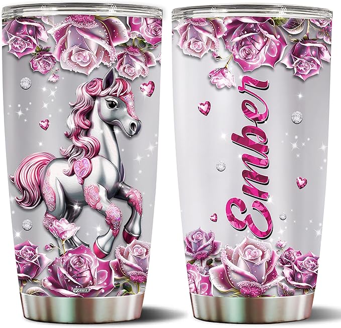 Personalized Horse Gifts for Girls, Women, Insulated Stainless Steel Coffee Cup, Travel Mug, Tumbler, Water Bottle, Gift for Horses Lover, Christmas, Birthday, Mother's Day, Valentine - Bloomnest