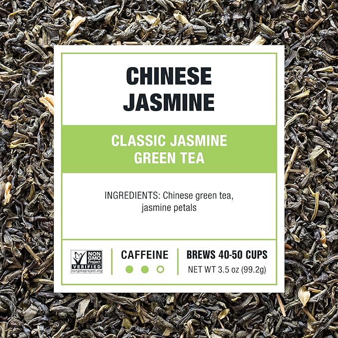 Tiesta Tea - Chinese Jasmine, Loose Leaf, Classic Jasmine, Medium Caffeinated Green Tea, Brews Up to 50 Cups, 4.5 Ounce Refillable Tin - Bloomnest