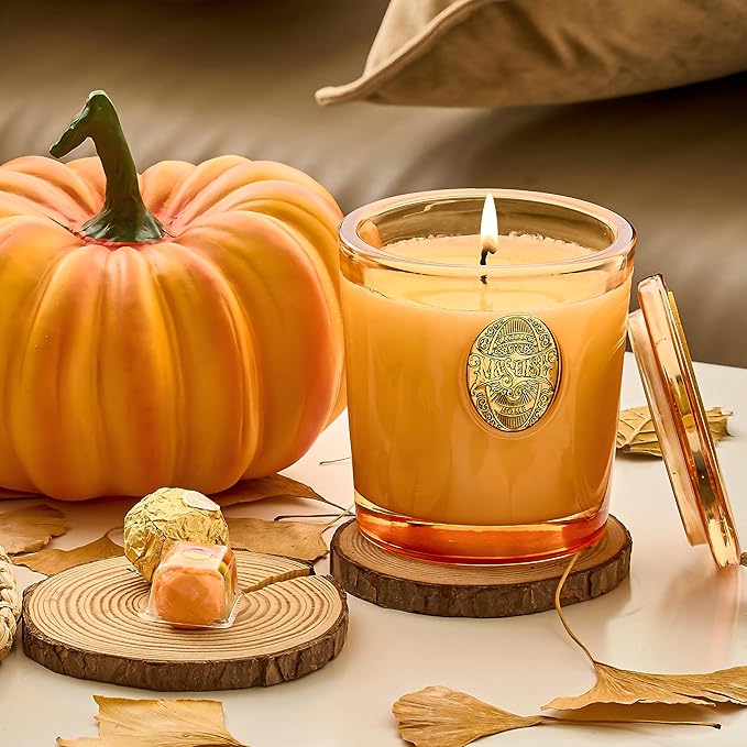 M&SENSE Natural Soy Candle | Pumpkin Apple Pie & Orange | 9.2 oz, 50H Burn Time | Luxury Scented Candle for Relaxation, Gifting, Home Décor | Ideal for Bedroom, Office, Party Ambiance - Bloomnest