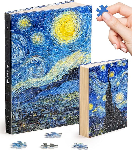 PieceRelax A5 Puzzle Journal for Adults, 300 Piece Plastic Jigsaw Book Cover (Includes Notebook) - Van Gogh - The Starry Night, Unique Gift [YA1063] - Bloomnest
