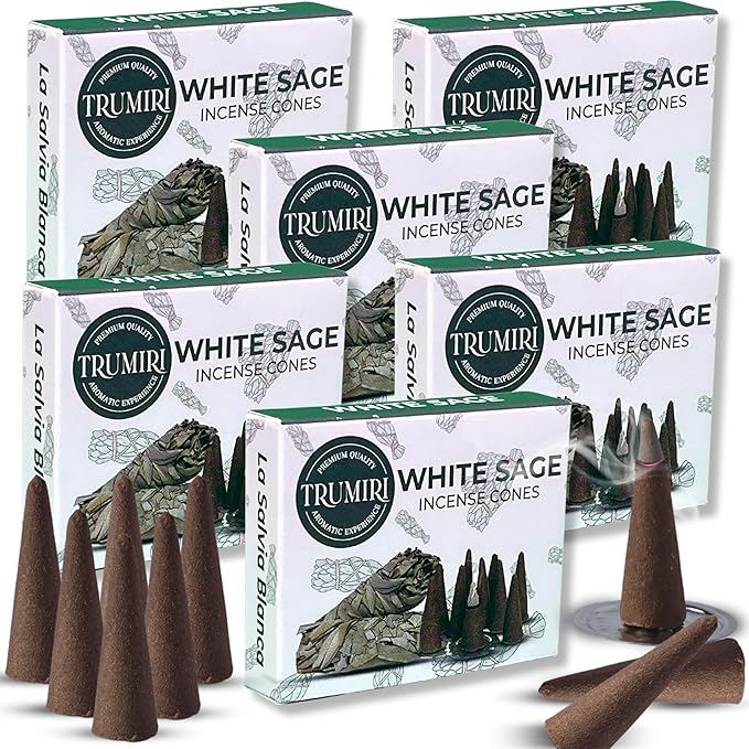 White Sage 60 Cone Incense - Six Packs of 10 Scented Incense Cones TRUMIRI