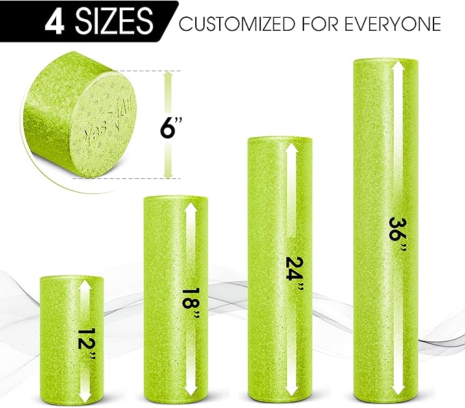 Yes4All High-Density EPP Round Back Roller Foam, Exercise Foam Roller for Yoga, Pilates & Stretching - 12, 18, 24, 36 inch - Bloomnest
