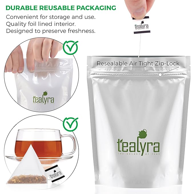 Tealyra - Rooibos Coconut Vanilla Chai - 25 Bags - Ginger Cinnamon - Red Bush Rooibos Herbal Loose Leaf Tea - Antioxidants Rich - Caffeine-Free - Pyramids Style Sachets - Bloomnest
