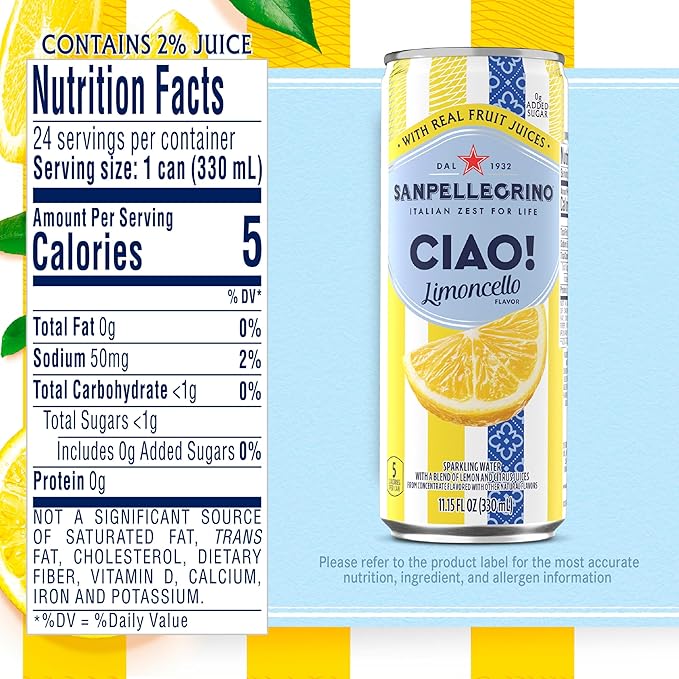 Sanpellegrino Ciao Limoncello Flavored Sparkling Water, Italian Sparkling Water, 24Pk - Bloomnest
