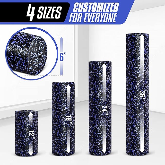 Yes4All High-Density EPP Round Back Roller Foam, Exercise Foam Roller for Yoga, Pilates & Stretching - 12, 18, 24, 36 inch - Bloomnest