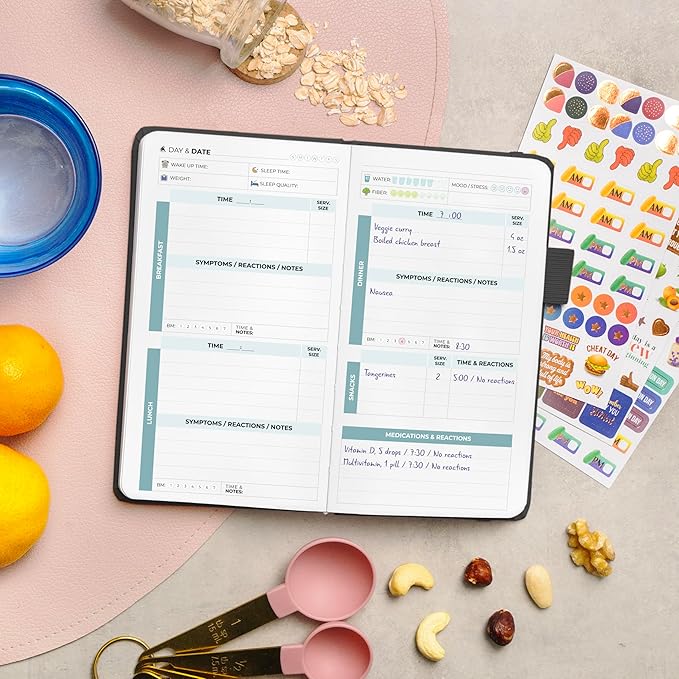 Clever Fox Food Sensitivity Journal Pocket – Daily Intolerance & Symptom Log for IBS, Diabetic, Low Fodmap, Elimination Diet – Health Tracker, 3.7x6.7 (Black) - Bloomnest