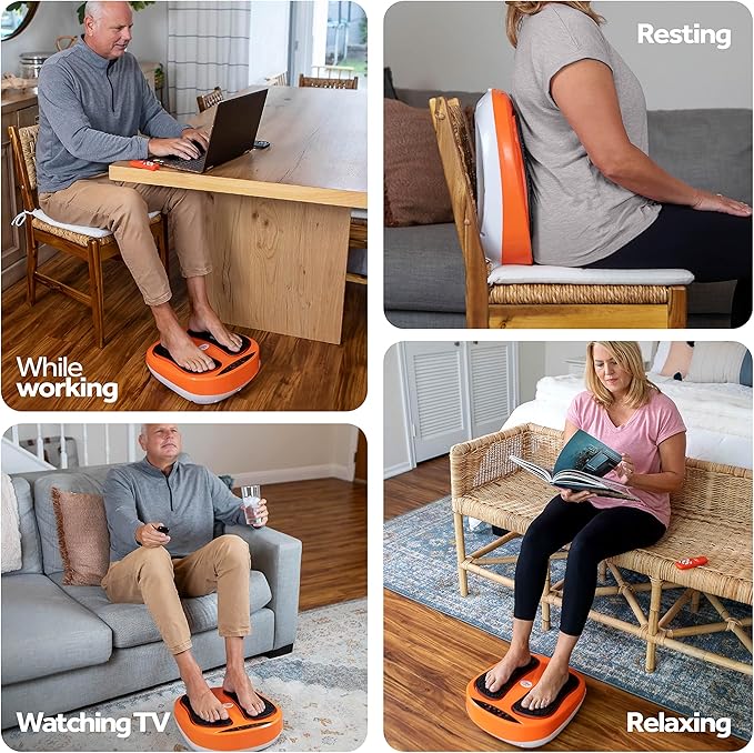 Power Legs Electric Foot Massager Machine with Remote Control, Adjustable Speed, Vibration - Calf Massager - Feet Massager for Neuropathy Pain Relief, Plantar Fasciitis, Leg Blood Circulation (Orange) - Bloomnest