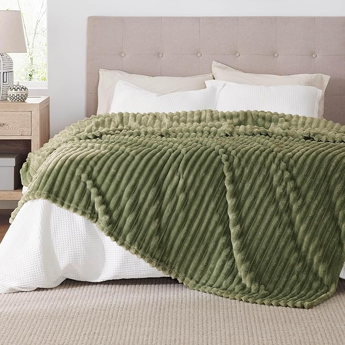 Bedsure GentleSoft Moss Fleece Queen Blanket for Couch - Cozy Soft Blankets for Women, Cute Small Throws for Girls, 90x90 Inches - Bloomnest