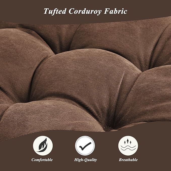 Meditation Floor Pillow 22×22 Inch 2 Pack Large Floor Cushions for Adults Square Tufted Corduroy Floor Pillows for Yoga Living Tatami Room Coffee - Bloomnest
