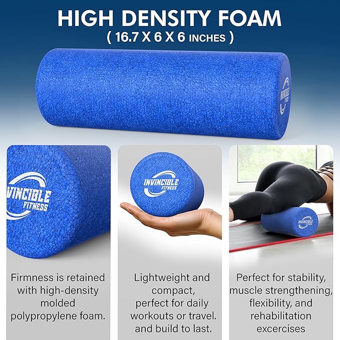 Invincible Fitness 17'' EPP Foam Roller for Deep Tissue Massage – Enhance Recovery, Relieve Pain, and Boost Mobility for a Stronger, Healthier You (Blue) - Bloomnest