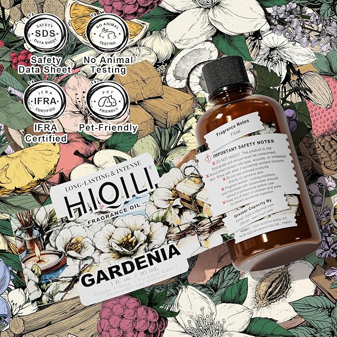 HIQILI Gardenia Fragrance Oil for DIY Candle, Soap & Perfume Making, Add to Essential Oil Diffuser, Body Wash, Long-Lasting - 1 Fl Oz - Bloomnest