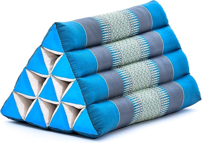 Leewadee Thai Triangle Cushion – Comfortable Backrest for TV or Reading, Wedge Pillow - Eco-Friendly Natural Kapok Filling, 20 x 13 x 13 inches, Light Blue - Bloomnest
