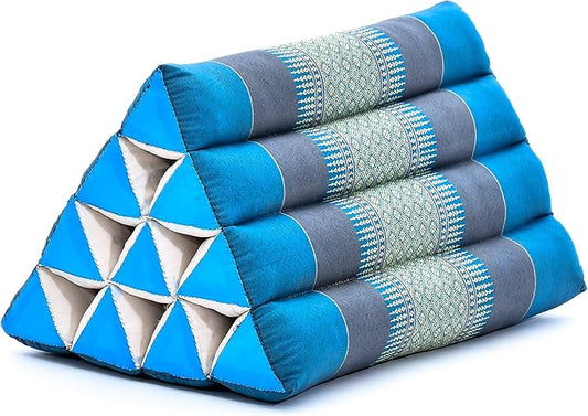 Leewadee Thai Triangle Cushion – Comfortable Backrest for TV or Reading, Wedge Pillow - Eco-Friendly Natural Kapok Filling, 20 x 13 x 13 inches, Light Blue - Bloomnest