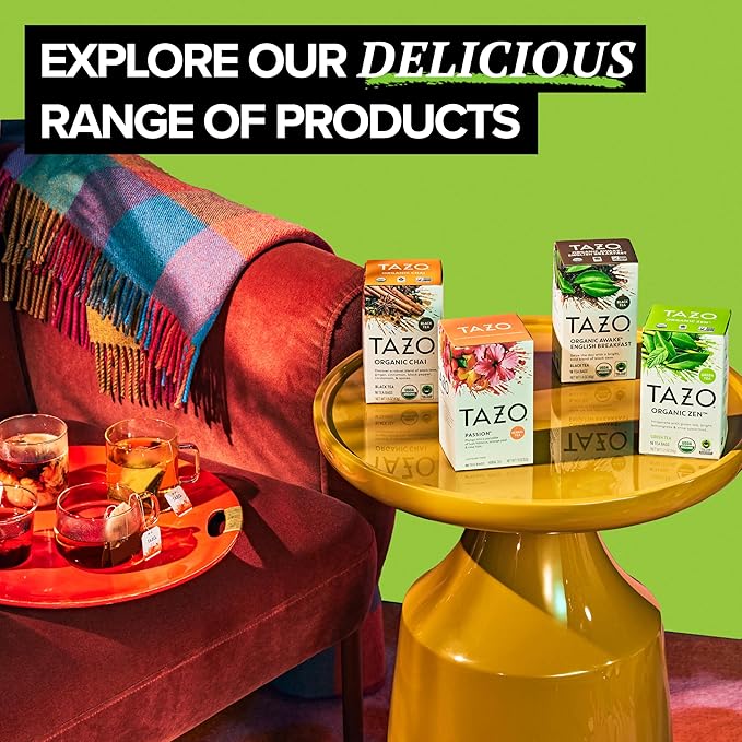 TAZO Tea Bags, Passion, Pumpkin Chai, Vanilla Caramel Chai, Wild Sweet Orange, Peachy Green, 20 CT (1ea) (Variety Pack) - Bloomnest