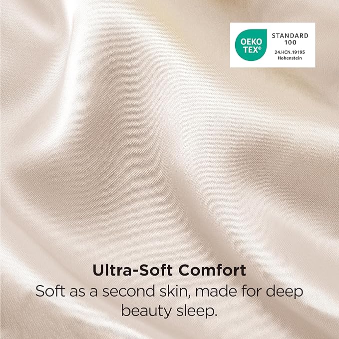 Bedsure Satin Pillowcase 2 Pack Similar to Silk Pillow Cases Standard Size, Pillow Case for Sleeping Women with Envelope Closure, Gifts for Women Men, Beige, 20x26 Inches, 2pcs - Bloomnest
