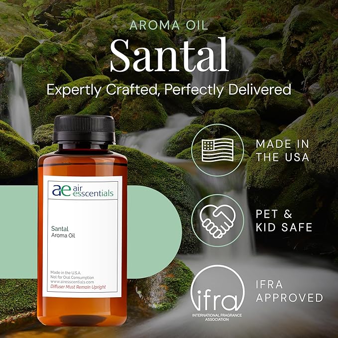 Santal Aroma Oil, Essential Oils Blend for Diffusers & Scent Machines, Sensual Sandalwood & Cardamom, Aromatherapy, Cold Air Diffuser Compatible, 300 mL - Bloomnest
