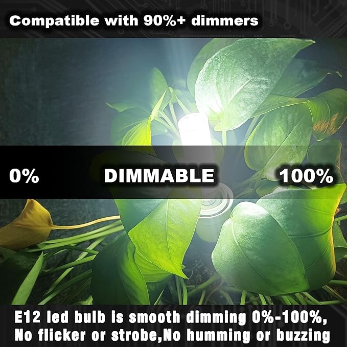Dimmable E12 C7 LED Candelabra Light Bulb 10W Equivalent 100W 6000K Daylight White 1000 Lumen E12 T6 LED Candle Bulbs for Home Decorative Ceiling Fan Chandelier Pendant Lighting Salt Lamp,3Pack - Bloomnest