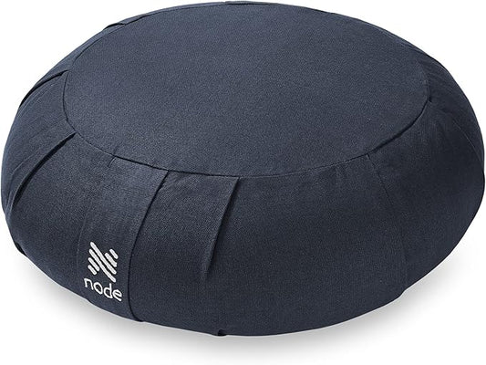 Zafu Meditation Cushion, 15" Round Buckwheat Yoga Pillow with Organic Cotton Cover - Bloomnest