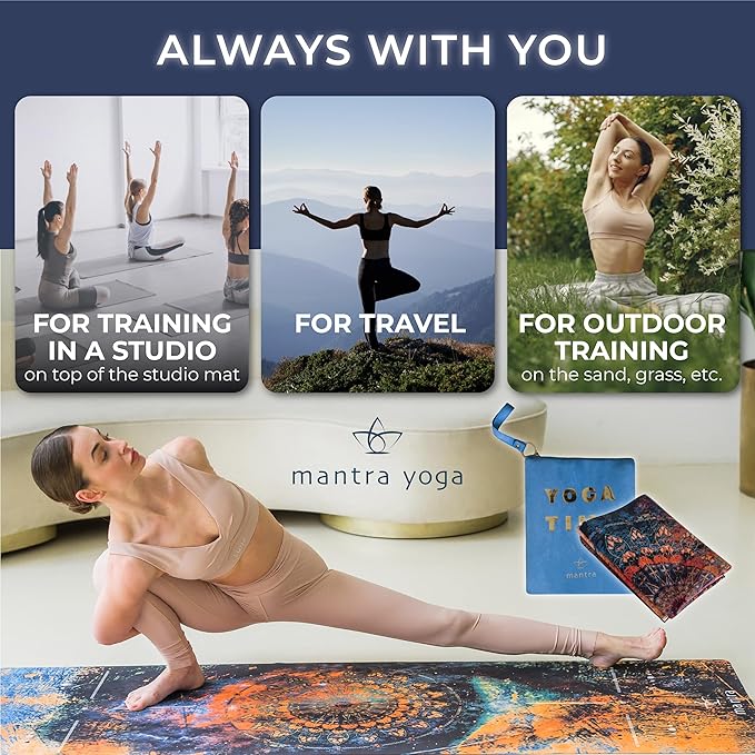 Mantra Yoga Travel PRO 1.5mm - Foldable Fitness & Exercise Mat with Bag | Lightweight, Compact & Eco-Friendly | Non-Slip & Washable | For All Types of Yoga | 72" L x 24" W | 2.6 lbs
