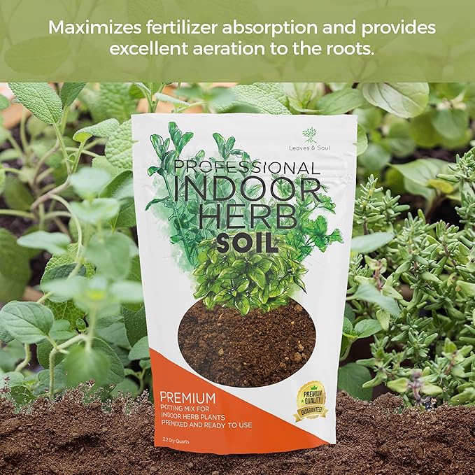 Professional Indoor Herb Plant Soil | Large 2.2 Quarts Ready to Use for Kitchen, Gardens, Cooking Herbs | Peat Moss, Coco Coir, Perlite, Dolomite | Made in USA - Bloomnest
