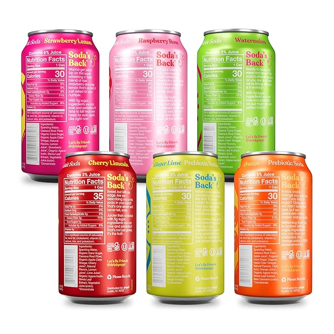 Poppi Sparkling Prebiotic Soda Beverage with Apple Cider Vinegar, Seltzer Water and Fruit Juice, Fun Favorites Variety Pack, 12 Fl Oz, Pack of 12, Packaging May Vary - Bloomnest