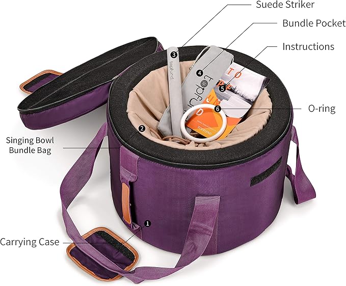 TOPFUND F Note Heart Chakra Crystal Singing Bowl 10 Inch with Heavy Duty Carrying Case and Suede Mallet