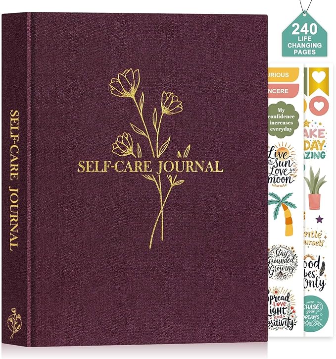 Lanpn Self Care Journal for Women, Self Love Guided Journals with Prompts, Daily Reflection Wellness & Gratitude Planner, 5 Minute Mental Health Notebook, Mindfulness Mood Log, 240 Pages, Purple Lanpn
