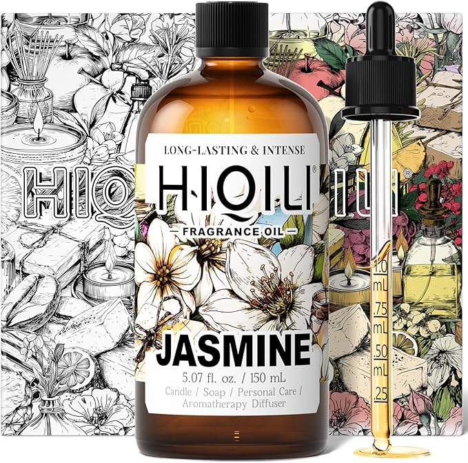 HIQILI Jasmine Fragrance Oil for Aromatherapy Diffuser, Floral Scent for Candle, Perfume Making, Skin Care, Laundry Essential Oil - 5.07 Fl Oz - Bloomnest