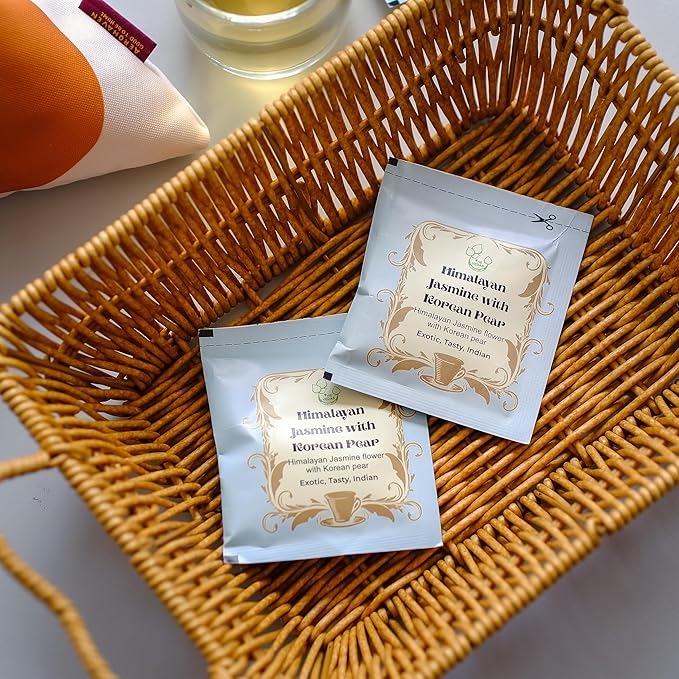 THE VEDAS Himalayan Jasmine With Korean Pear | Herbal Tea | Biodegradable Cotton Teabags | 40 Tea Bags(Pack of 2) - Bloomnest