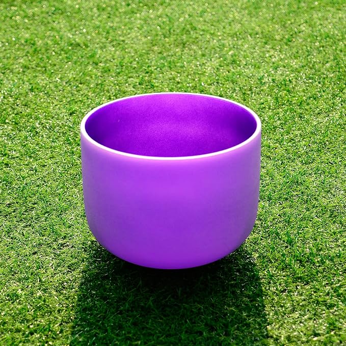 TOPFUND 8" 432Hz Violet A# Note Crystal Singing Bowl Pineal Chakra with Heavy Duty Carrying Case and Suede Mallet