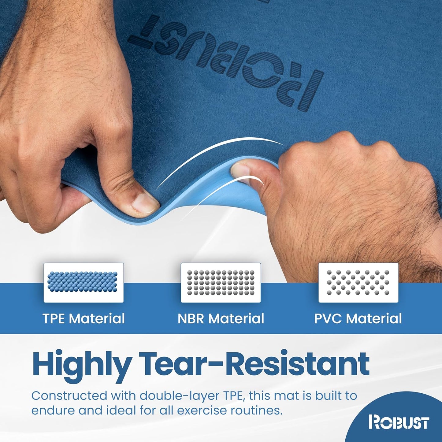 Robust Non-Slip Yoga Mat with Strap, 1/4" Thick TPE Eco-Friendly Workout Mat for Yoga with Position Lines and Texture Surface, Gym Mat for Women, Men, Pilates and Exercises Anti-Tear Sweat-Proof Exercise Mat