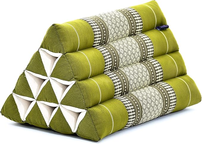 Leewadee Triangle Cushion – Comfortable Backrest for TV or Reading, Incline Pillow for Relaxing Made of Kapok, 20 x 13 x 13 inches, Green - Bloomnest