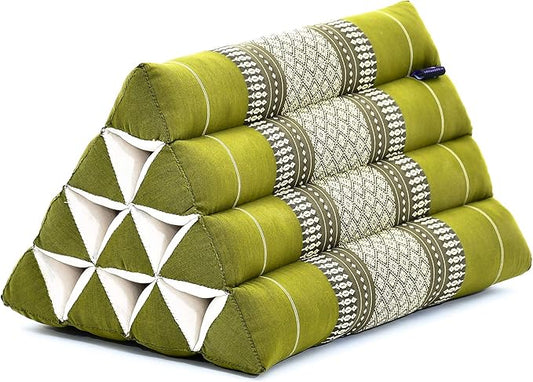 Leewadee Triangle Cushion – Comfortable Backrest for TV or Reading, Incline Pillow for Relaxing Made of Kapok, 20 x 13 x 13 inches, Green - Bloomnest