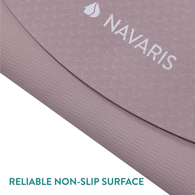 Navaris Round Yoga Mat - 47" Diameter Circular Exercise Mat 1/4" Thick - Non-Slip Mat for Cardio, Workout, Fitness, Tai Chi, Meditation - Size Small - Bloomnest