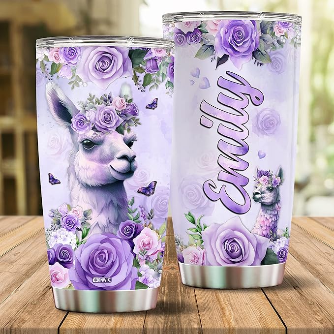Personalized Llama Tumbler Llamas Gifts For Girls Customized Mug Cups Gift Christmas Birthday Valentine Custom Water Bottle 20oz Insulated Stainless Steel Coffee Cup With Lid Party Valentines - Bloomnest