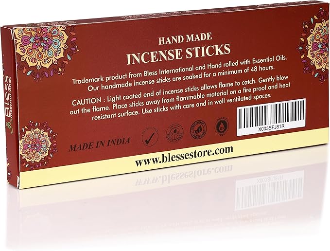Bless-Cinnamon 100%-Natural-Handmade-Hand-Dipped-Incense-Sticks Organic-Chemicals-Charcoal-Free Purification-Relaxation-Positivity-Yoga-Meditation Best-Woods-Scent (100 Sticks(5.25 OZ)) BlessInternational
